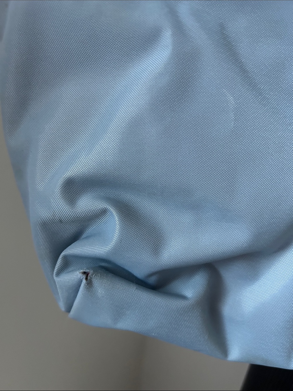 Longchamp Light Blue Nylon Tote with Brown Leather Trim - Picture 6 of 16